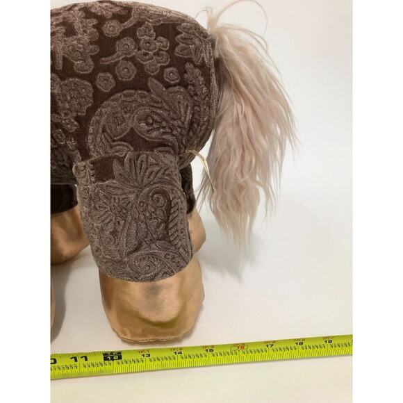 Dan Dee Rose Gold Unicorn Champagne Damask Plush 18” Stuffed Animal Toy Velvet - Picture 3 of 12